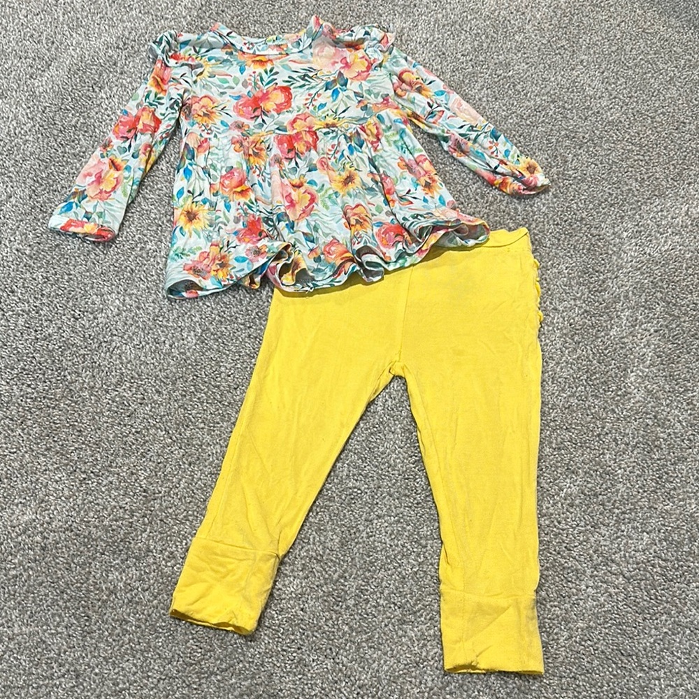 Birdie Bean Bamboo Olivia Peplum‎ and Ruffle legging set 12-18 months floral
